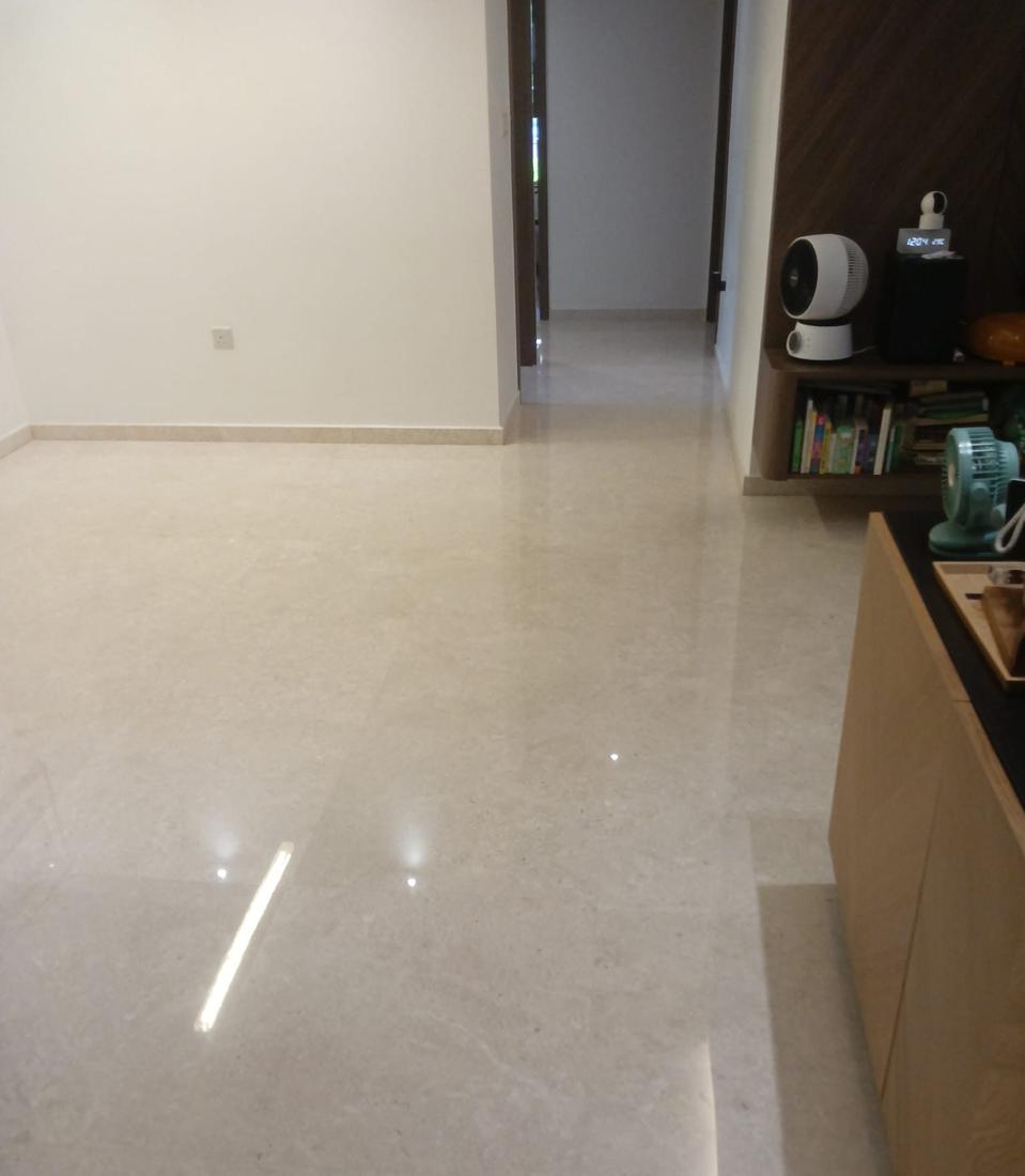 Marble living and dining area after polishing